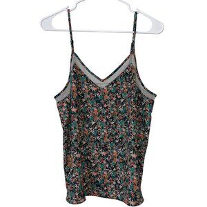 Nine West Womens Floral Sleeveless V-Neck Camisole Top With Adjustable Straps